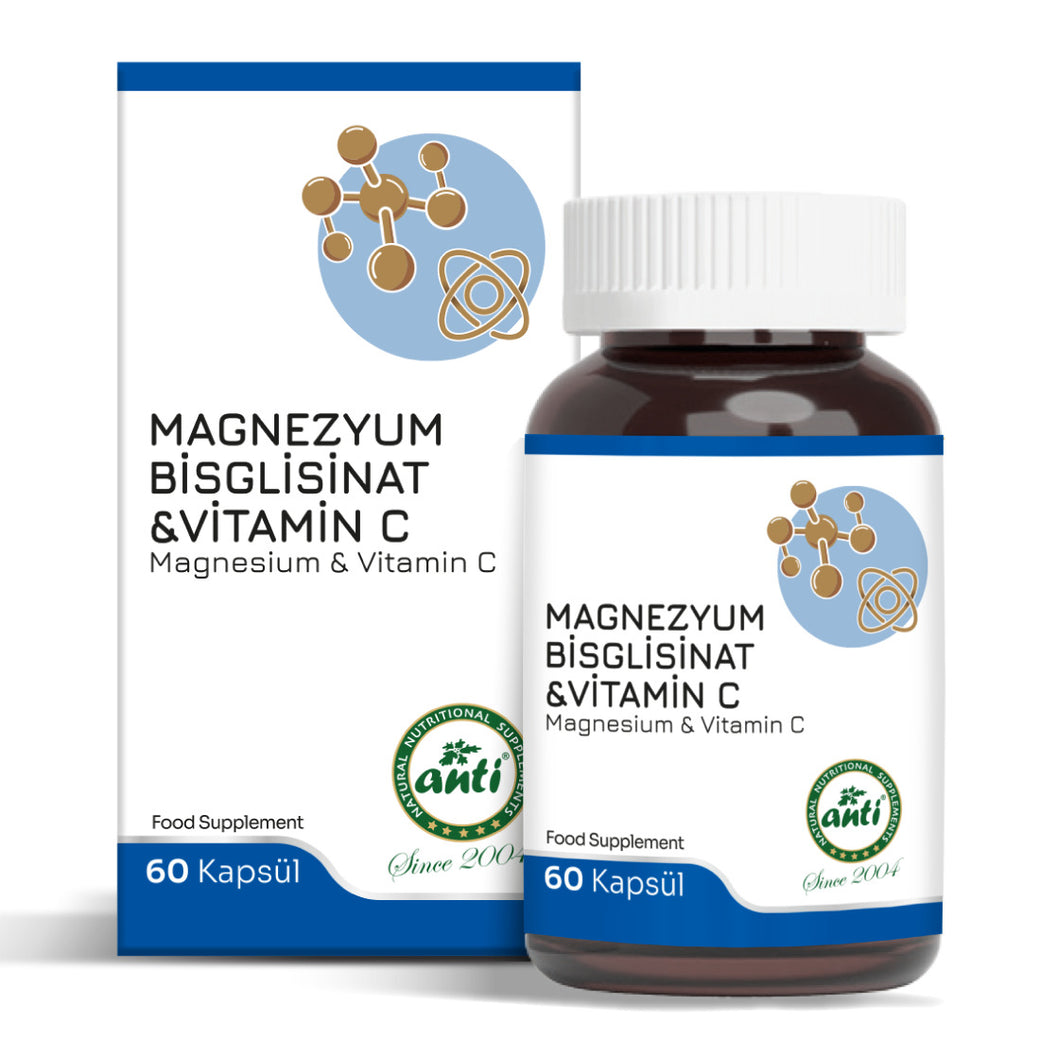 Anti Magnezyum Bisglisinat & Vitamin C 60 Kapsül