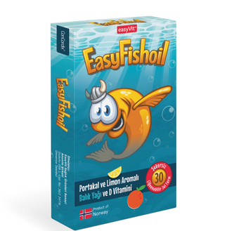 EasyFishoil - Çilek ve Limon Aromalı Balık Yağı ve D Vitamini 30 Çiğnenebilir Jel Form