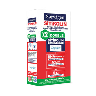 SORVAGEN SİTİKOLİN DOUBLE - SİTİKOLİN (250 mg), DHA OMEGA 3 VE B12 (30 Kapsül)