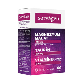 Sorvagen Magnezyum Malat, Taurin ve Vitamin B6 (P5P) 60 Tablet